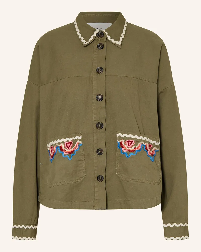 Y.A.S Jacke mit Pailletten und Schmucksteinen Oliv