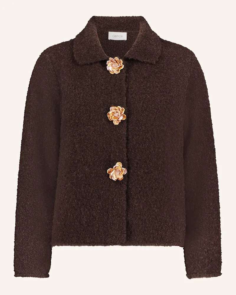 Cartoon Strickjacke Dunkelbraun