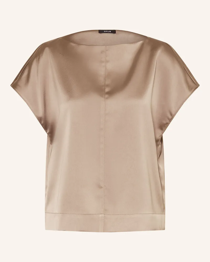 OPUS Blusenshirt Festiva Aus Satin beige Braun