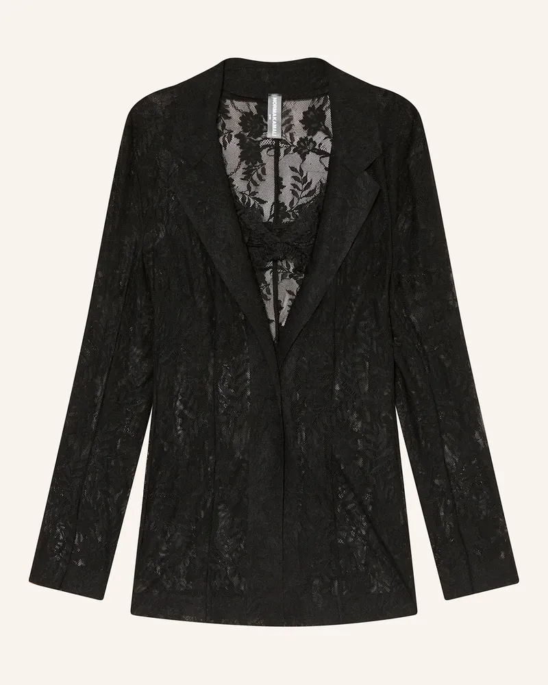 Norma Kamali Set: Spitzenblazer und Triangel-BH Schwarz