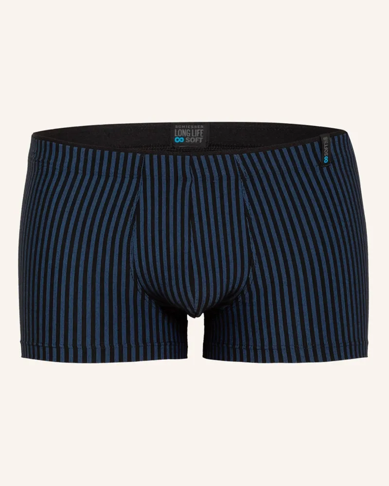 Schiesser Boxershorts Long Life Soft blau Dunkelblau