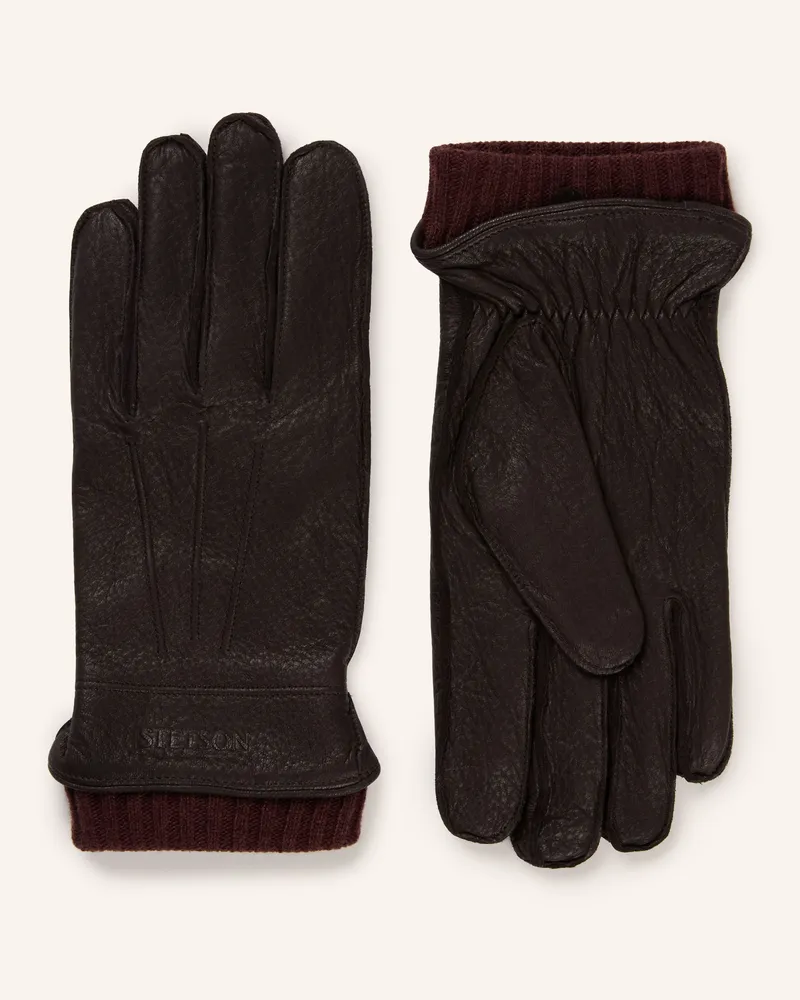 Stetson Lederhandschuhe braun Dunkelbraun
