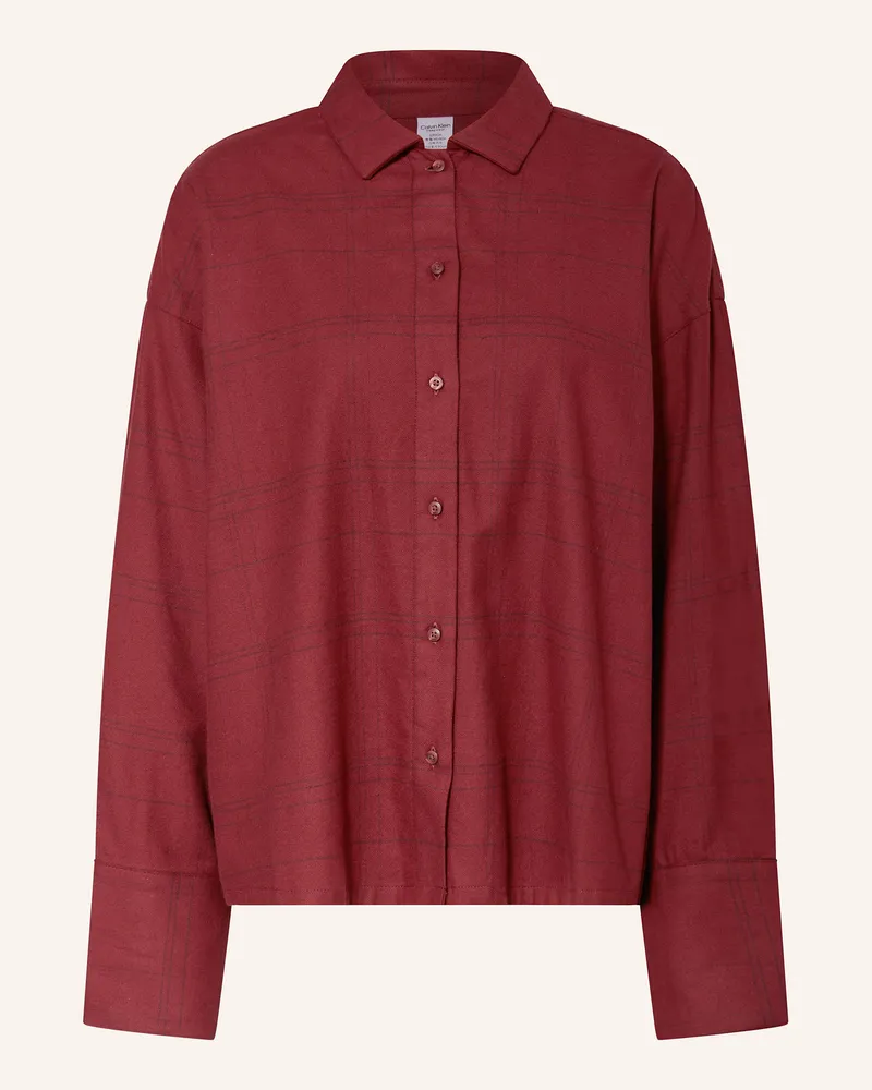 Calvin Klein Schlafshirt aus Flanell Dunkelrot