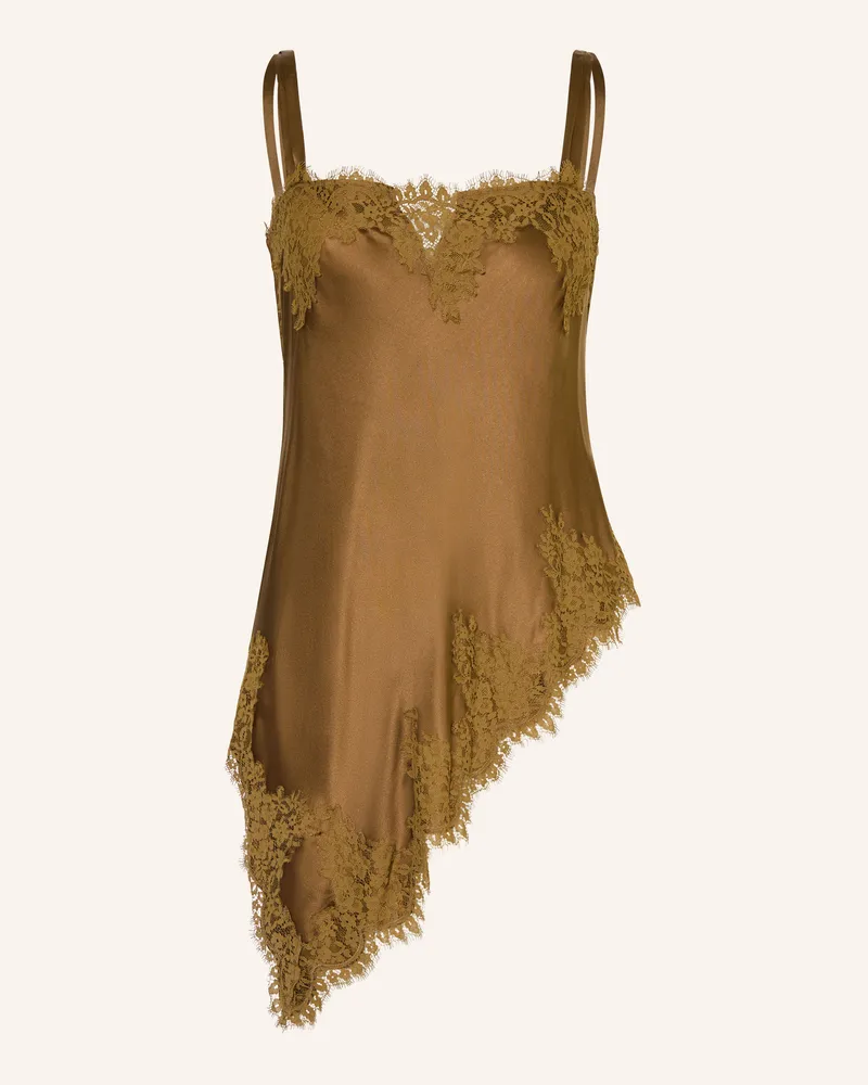 Dorothee Schumacher Satintop Sense Of Shine Mit Spitze braun Khaki