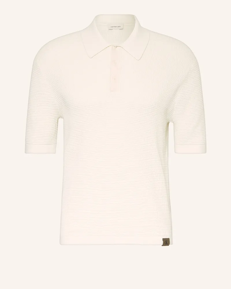 Calvin Klein Strick-Poloshirt beige Ecru