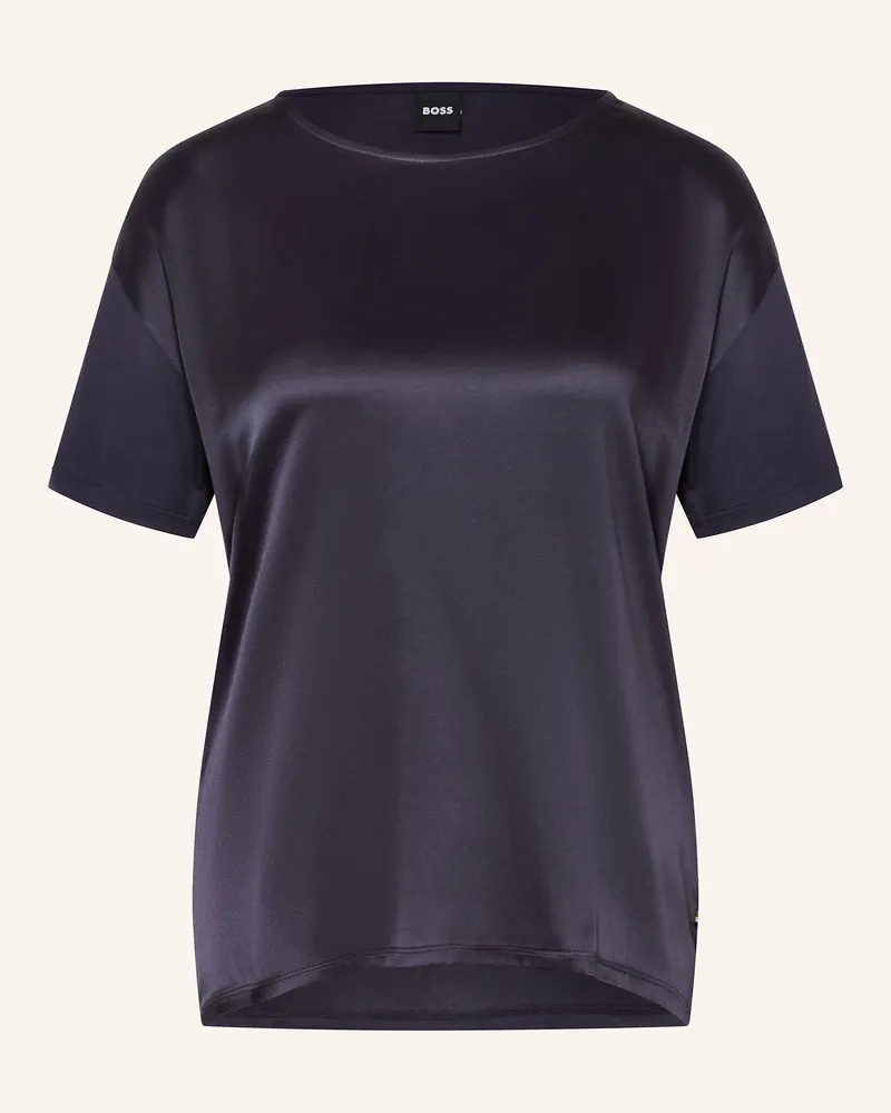 HUGO BOSS Blusenshirt ESANDY im Materialmix mit Seide Dunkelblau