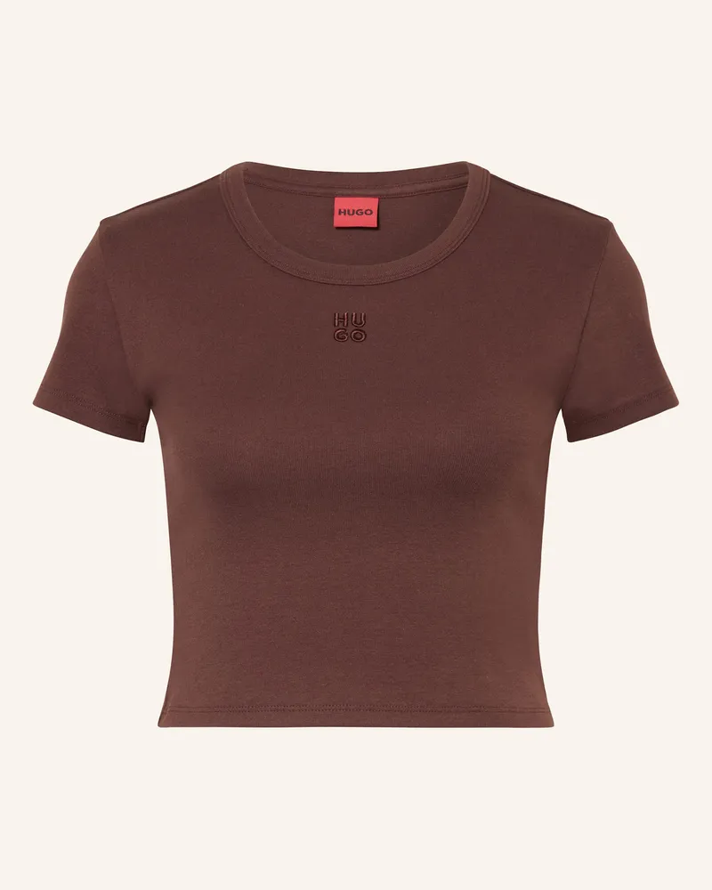 HUGO BOSS Cropped-Shirt DELANOR Braun