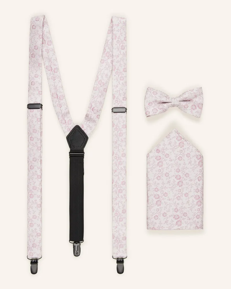 Olymp Set: Hosenträger, Fliege Und Einstecktuch beige Weiss