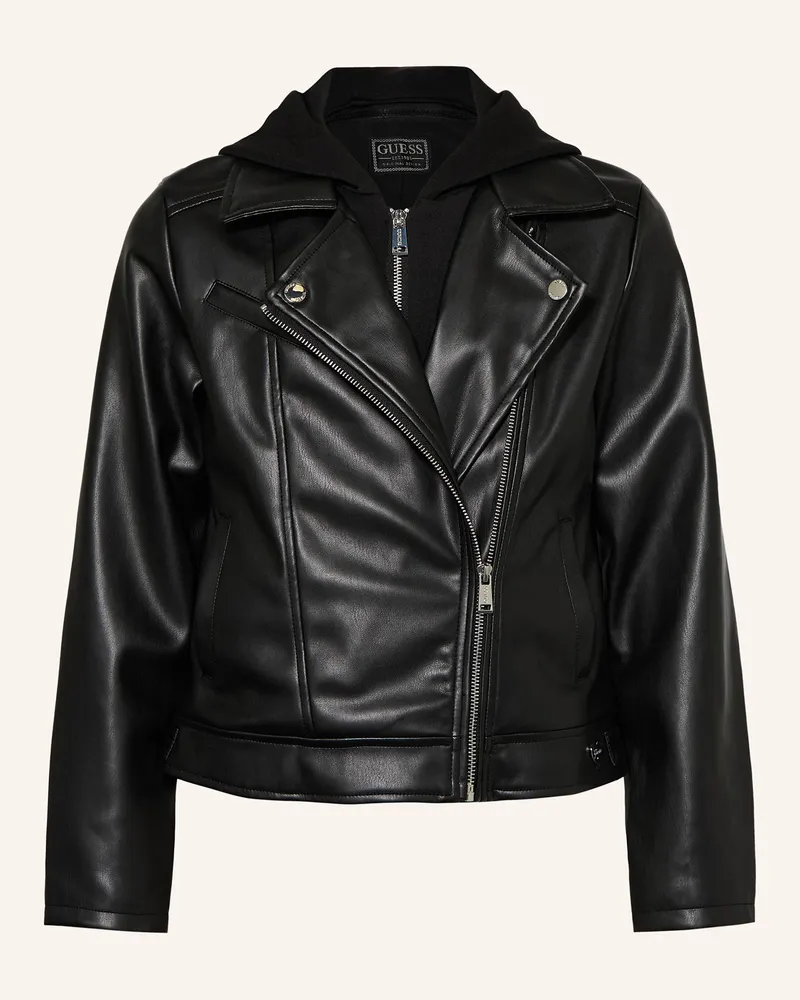 Guess Jacke in Lederoptik Schwarz