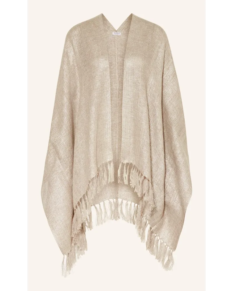 Brunello Cucinelli Cape APERTO mit Glitzergarn Beige