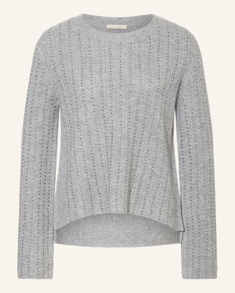 lilienfels Pullover aus Merinowolle mit Schmucksteinen Grau