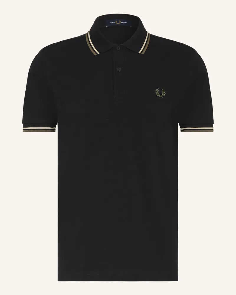 Fred Perry Piqué-Poloshirt schwarz Schwarz