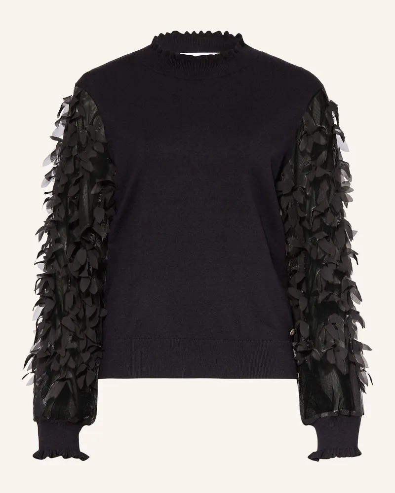 RINO & PELLE Pullover im Materialmix Schwarz