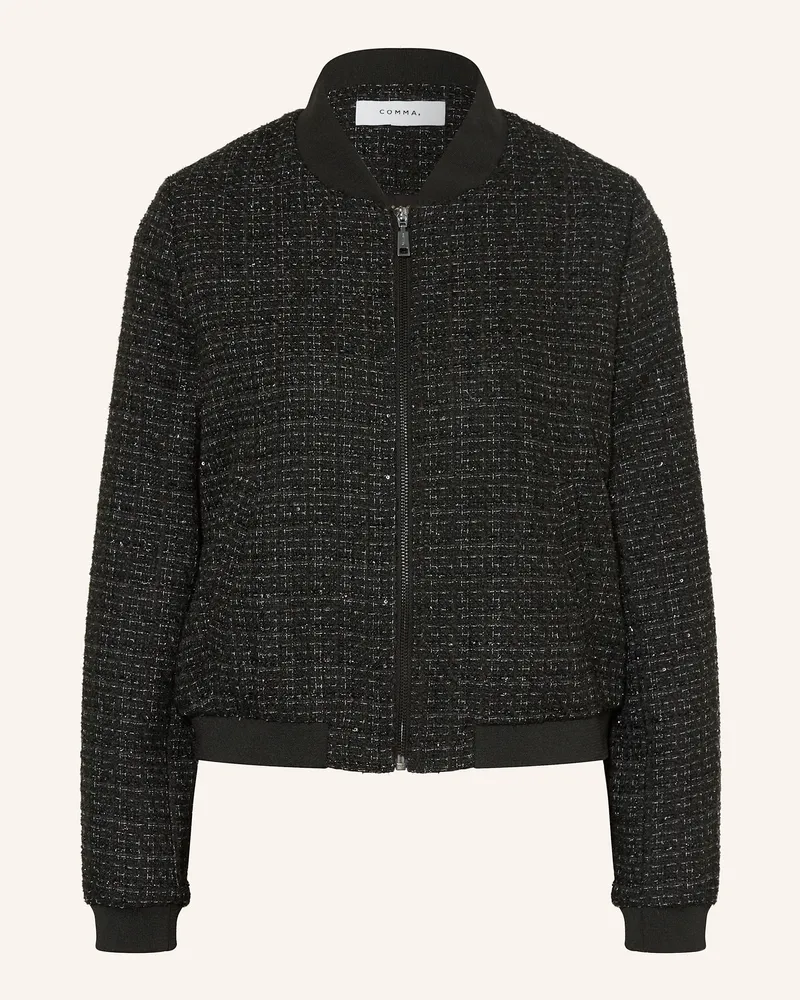COMMA Bouclé-Blouson mit Glitzergarn Schwarz