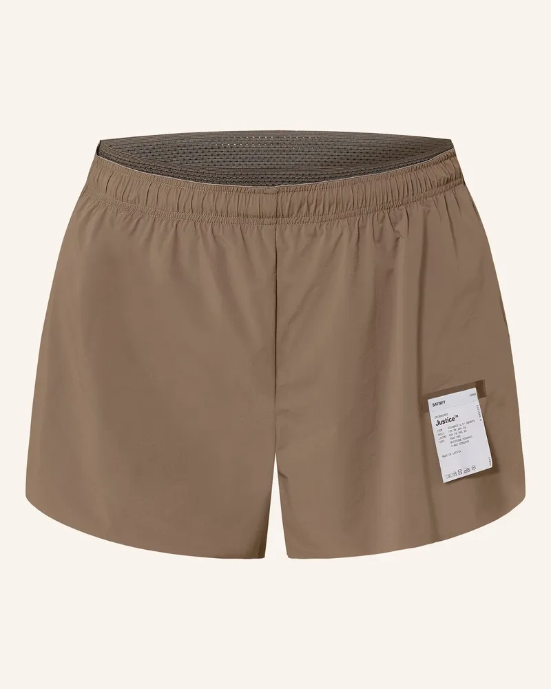 Satisfy 2-In-1-Laufshorts Justice™ Distance 2.5" gruen Beige