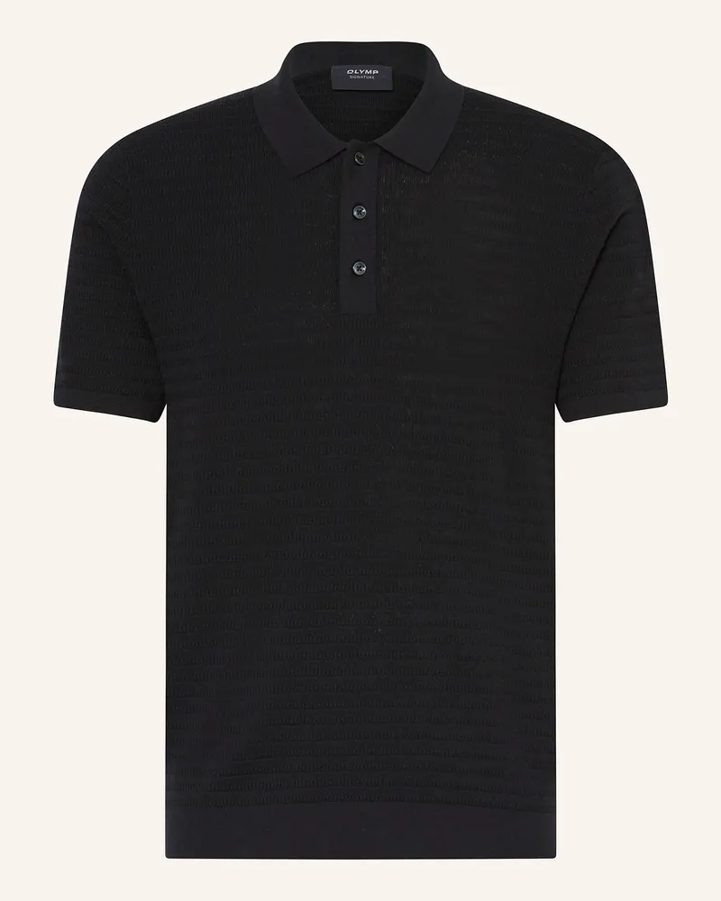 Olymp Strick-Poloshirt Schwarz