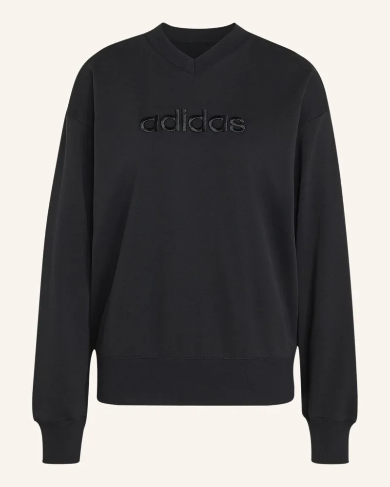 adidas Seasonal Essentials Satin-Sweatshirt, V-Ausschnitt schwarz Schwarz
