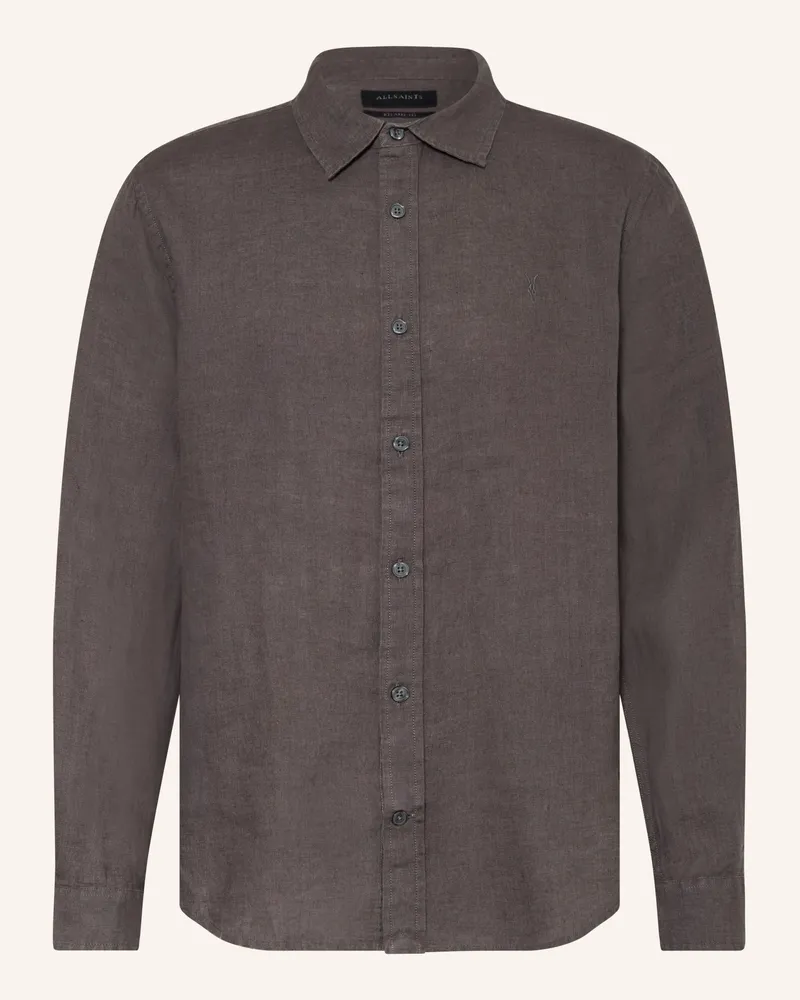 AllSaints Leinenhemd Loom Ls Relaxed Fit grau Dunkelgrau