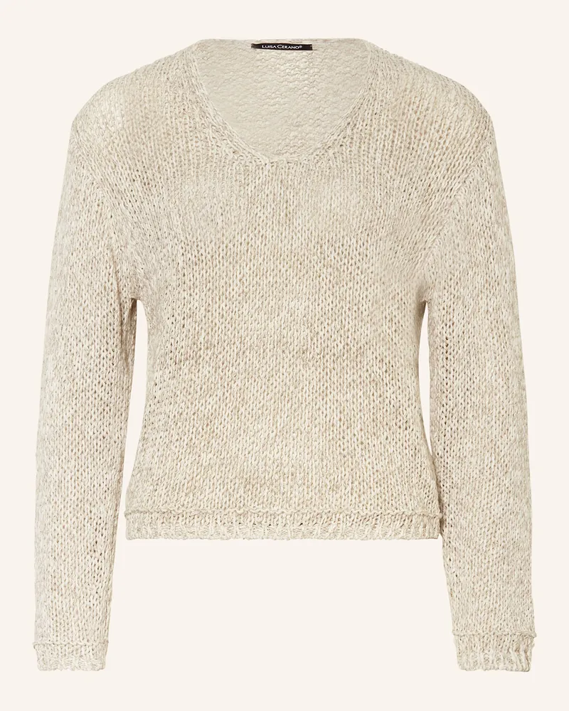 Luisa Cerano Pullover mit Leinen Hellgrau