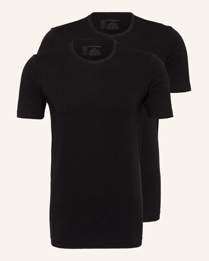 Schiesser 2er-Pack T-Shirts 95/5 Schwarz