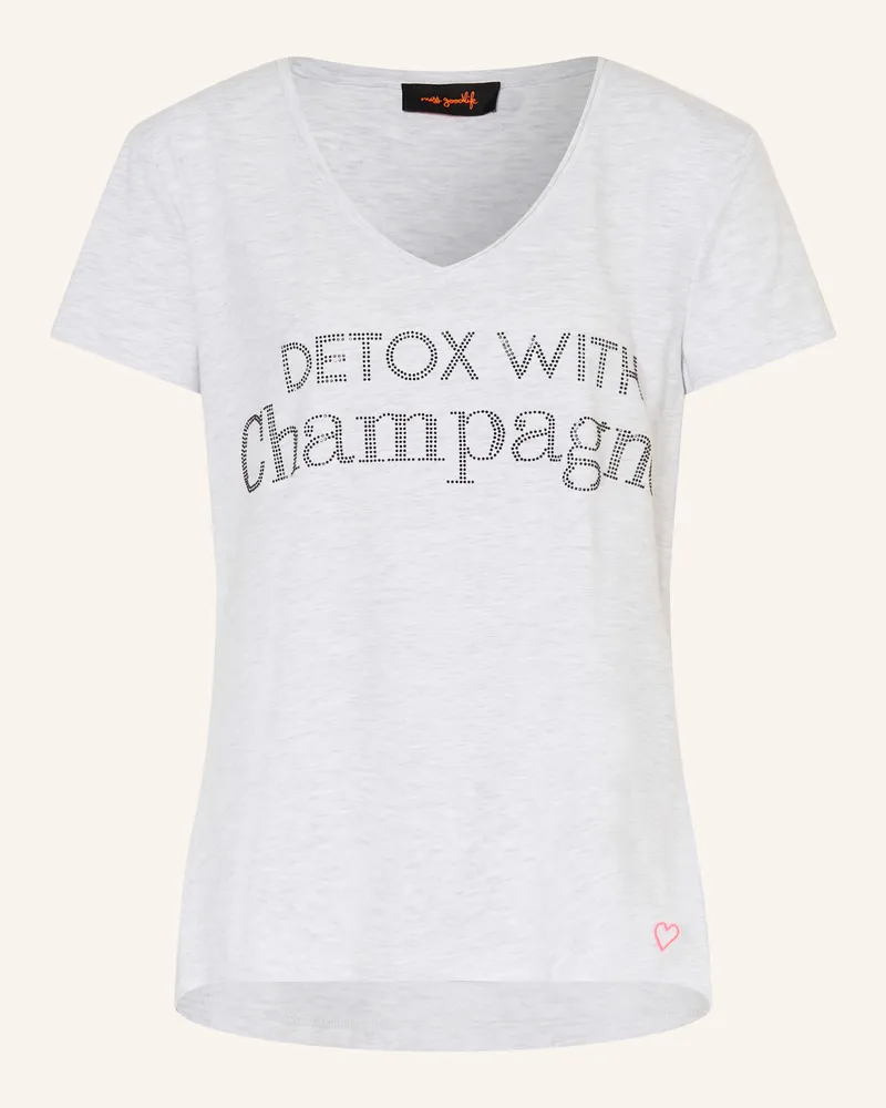 Miss Goodlife T-Shirt Mit Schmucksteinen grau Hellgrau