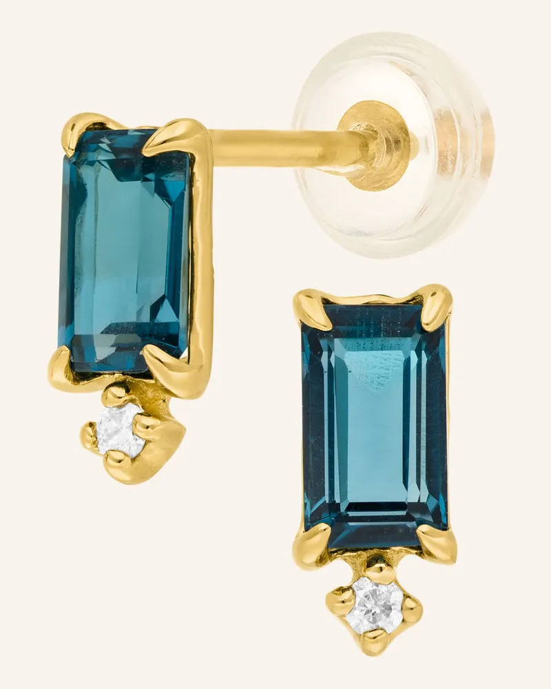 Leaf Ohrstecker London Blue Topaz Aus 14 Karat Gelbgold gold Gold