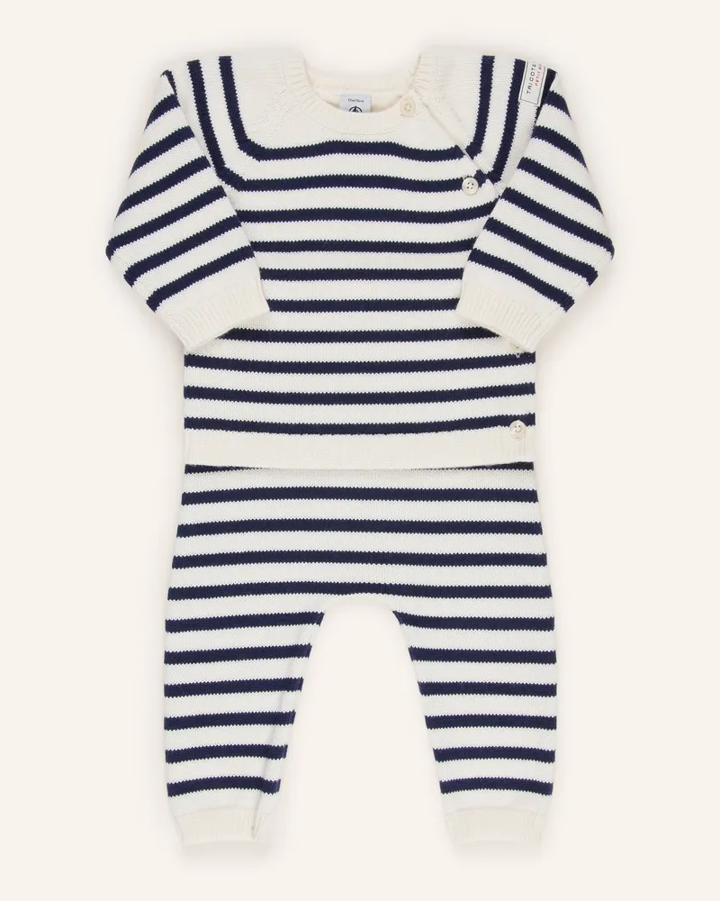 Petit Bateau Set: Pullover Und Strickhose weiss Creme