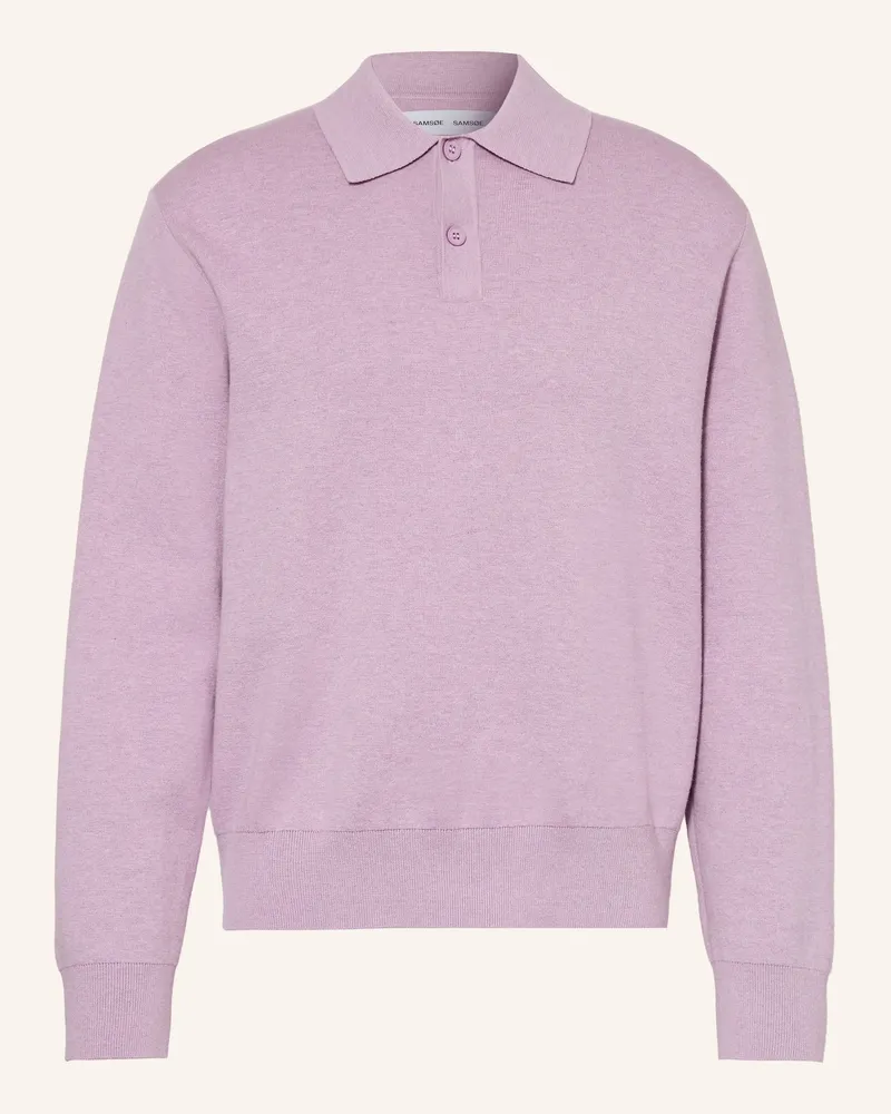 Samsøe & Samsøe Strick-Poloshirt Sanino lila Helllila