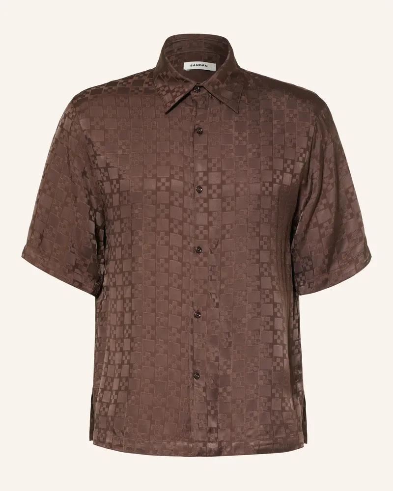 Sandro Kurzarm-Hemd Regular Fit Aus Jacquard braun Dunkelbraun