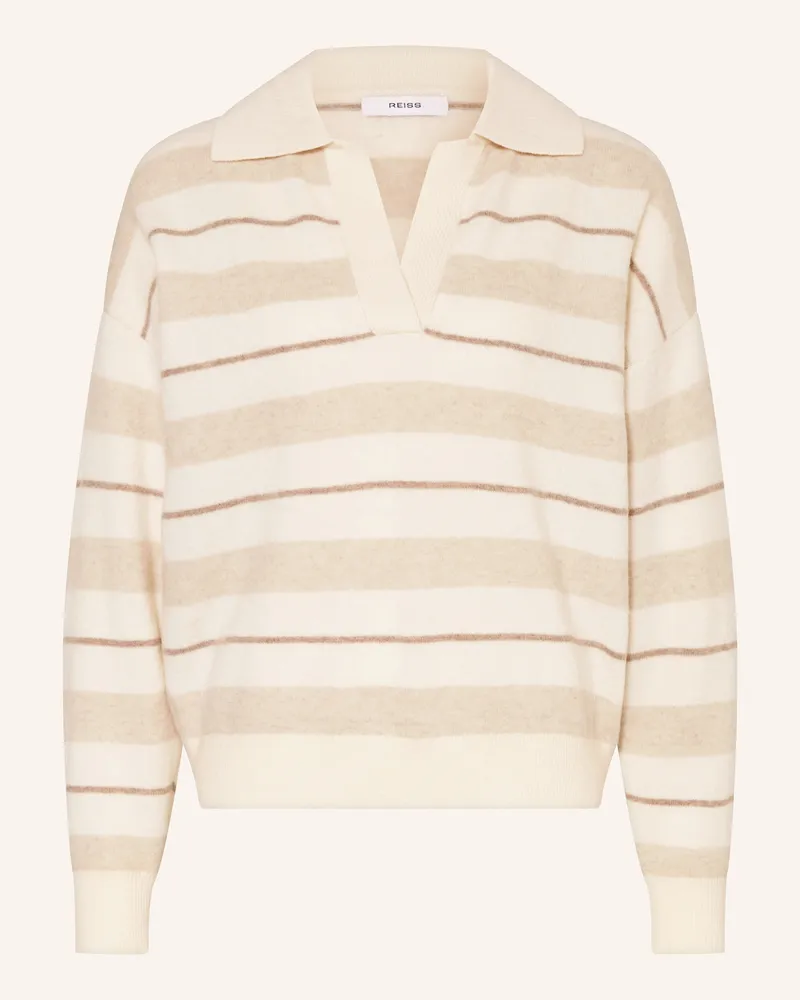 Reiss Strick-Poloshirt Creme