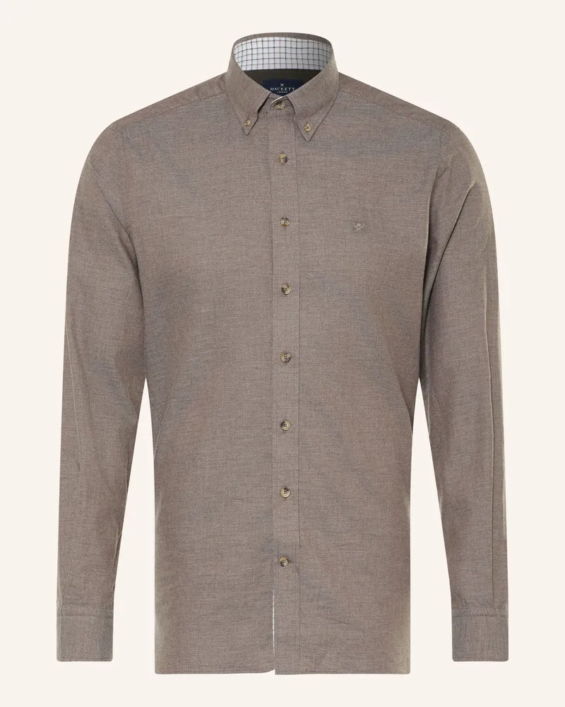 Hackett Flanellhemd Tailored Fit braun Grau