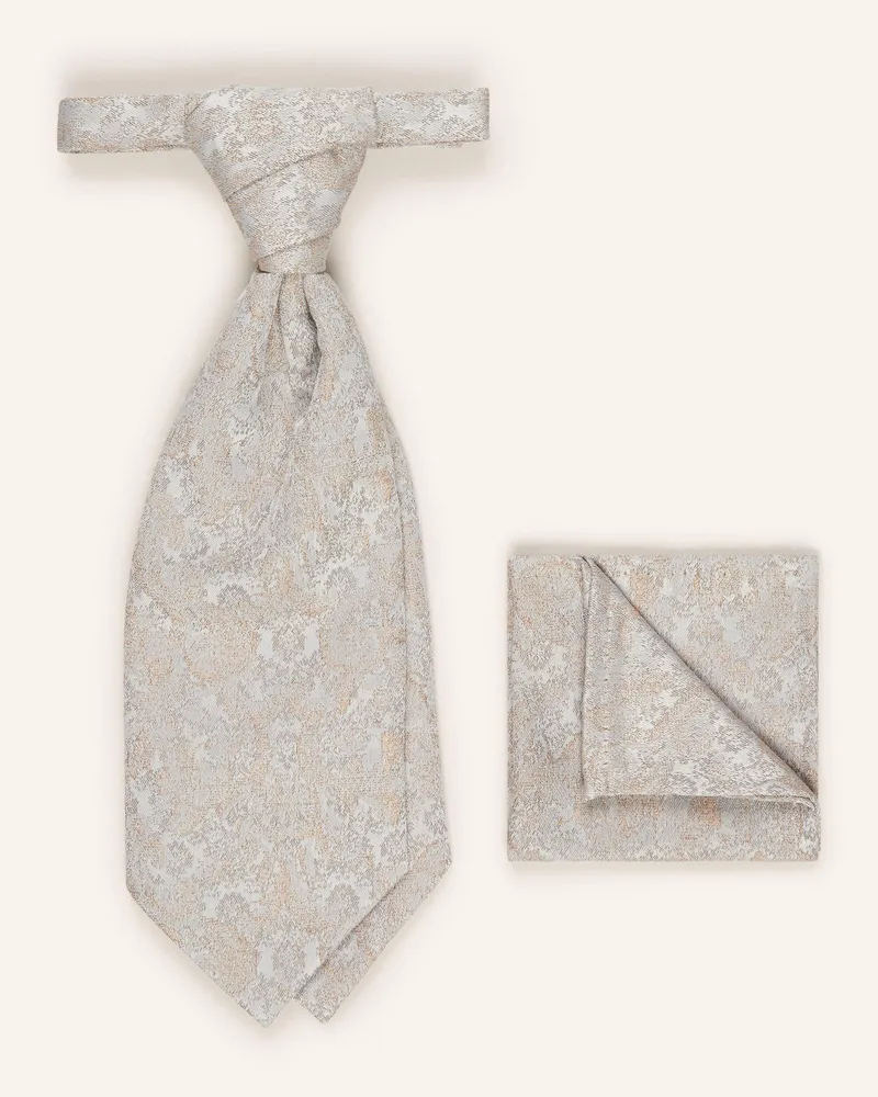 Wilvorst Set: Krawatte und Einstecktuch Beige