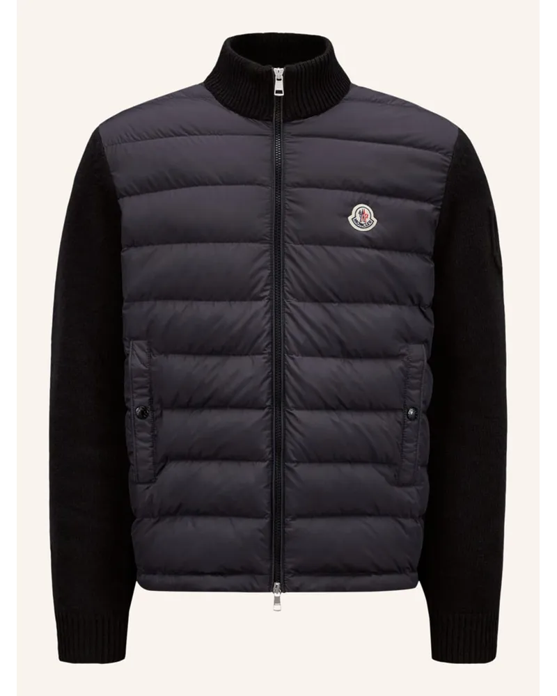 Moncler Daunenjacke im Materialmix Schwarz