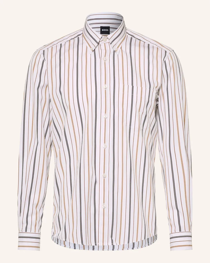 HUGO BOSS Hemd Liam Regular Fit beige Weiss