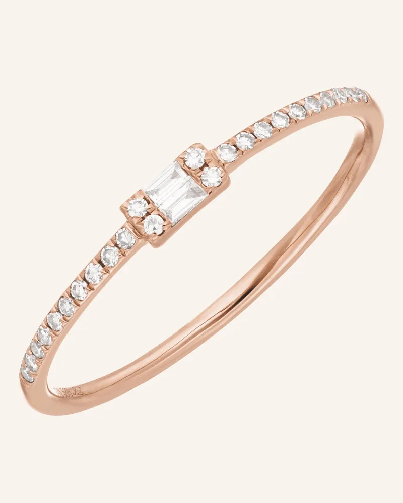 Leaf Ring TINY BAQUETTE aus 14 Karat Roségold mit Diamanten Roségold
