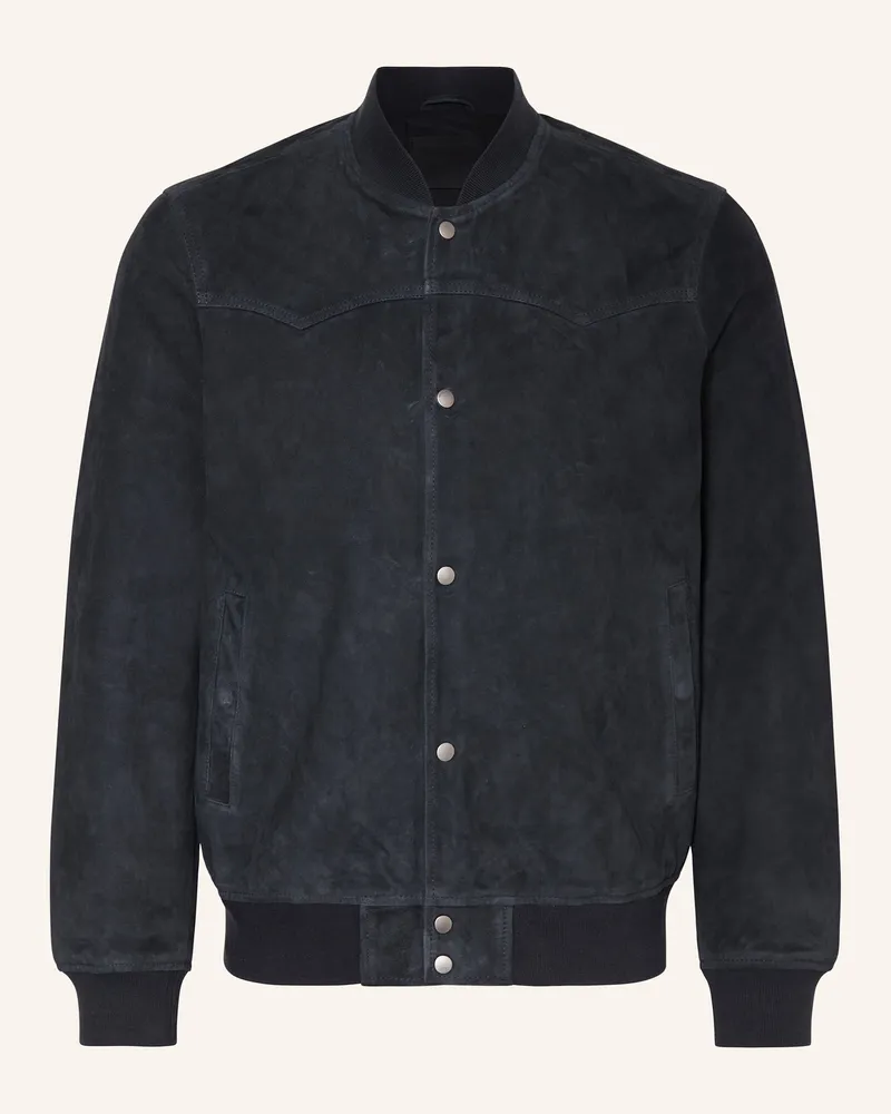 AllSaints Lederblouson STAFFORD BOMBER Dunkelblau