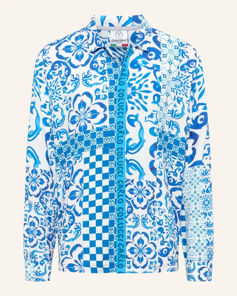 Carlo Colucci Oversize Hemd - Mosaic Legacy Fedrigo blau Dunkelblau