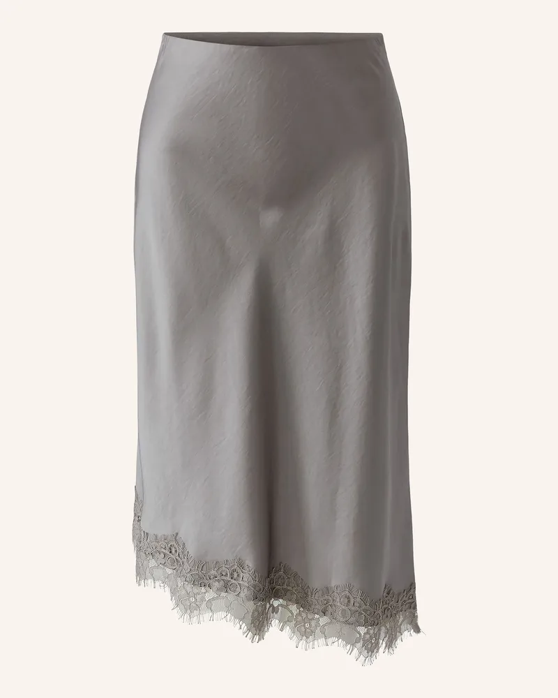 Oui  Satinrock Mit Spitze grau Grau