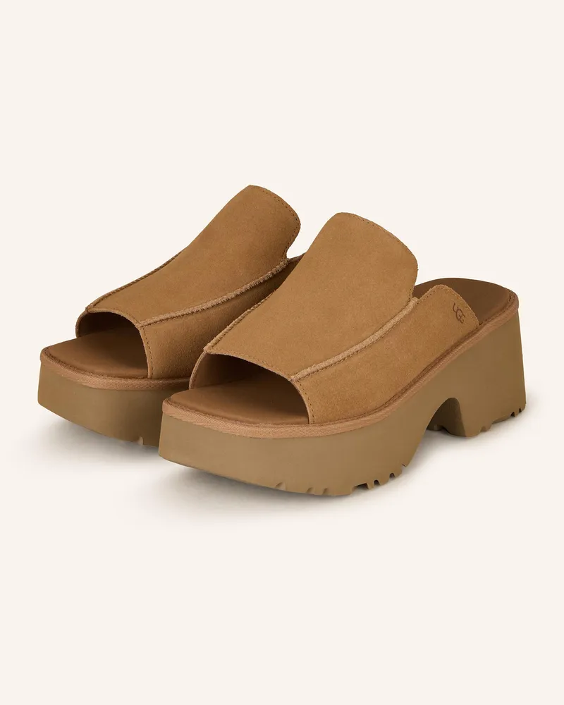 UGG Plateau-Pantoletten Cognac