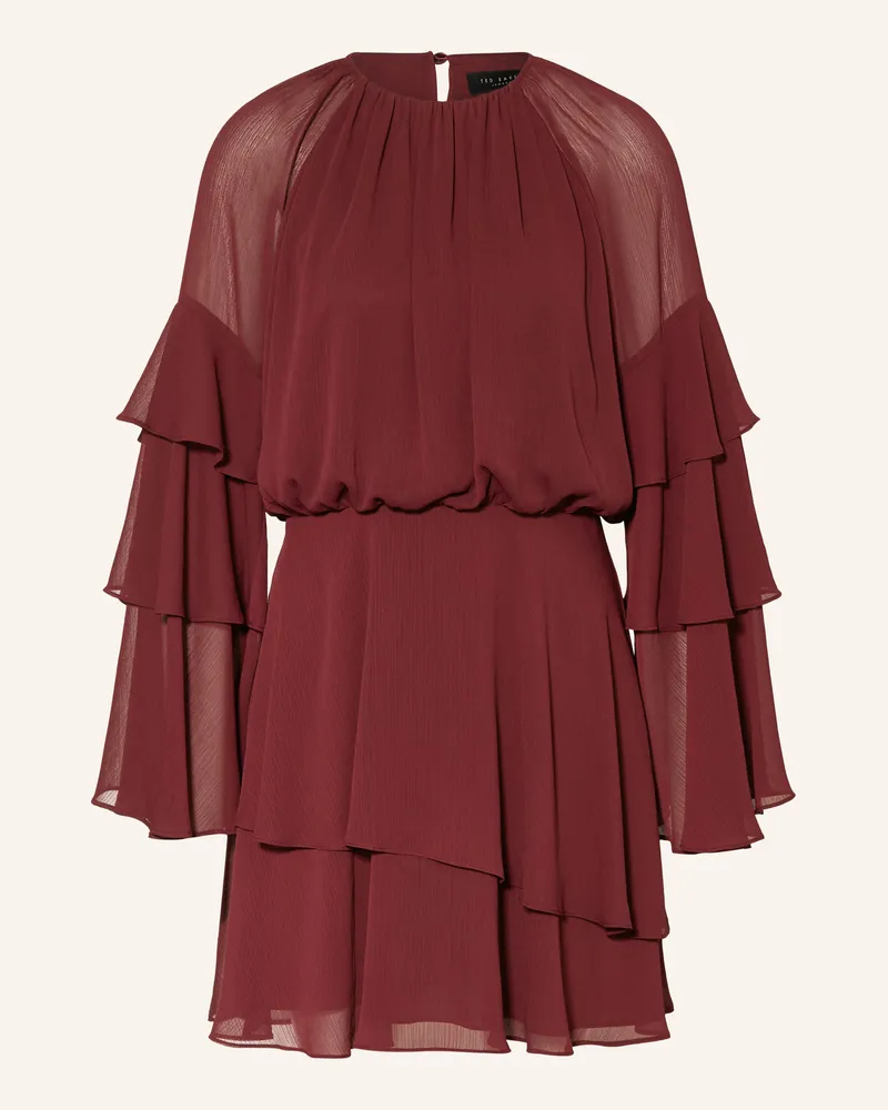 Ted Baker Kleid SERENTO mit Volants Dunkelrot