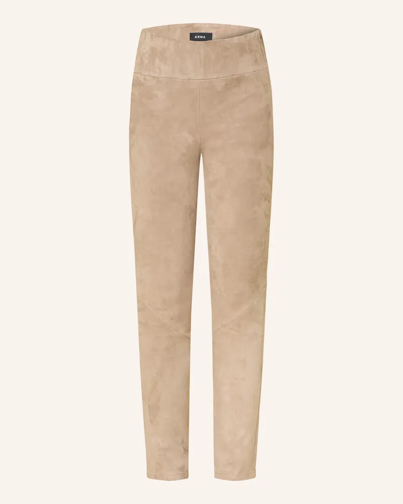 Arma Lederleggings beige Taupe