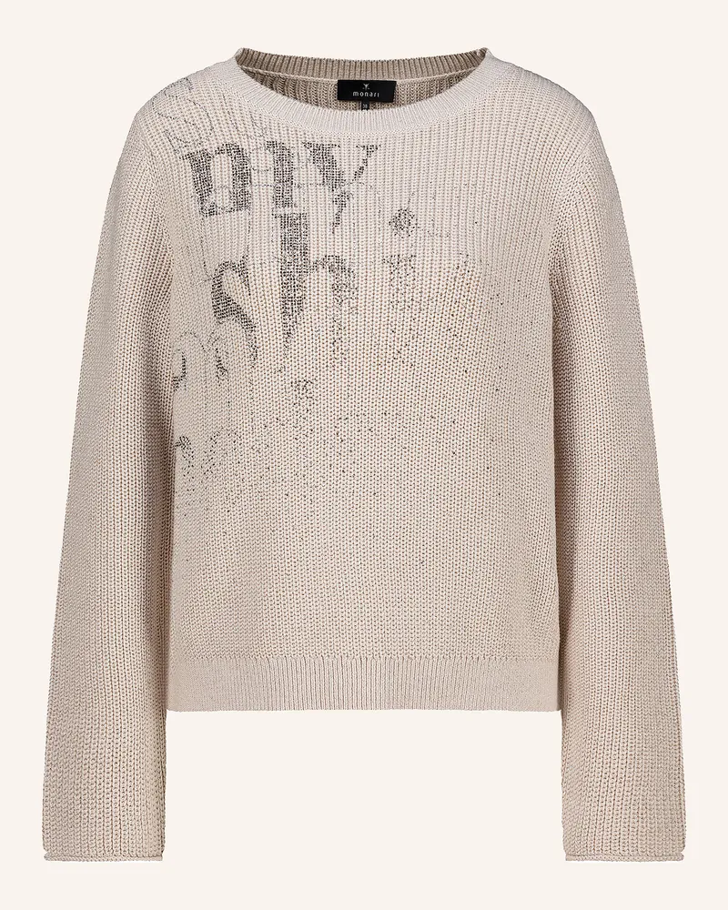 monari Pullover Mit Glitzergarn Und Schmucksteinen weiss Ecru