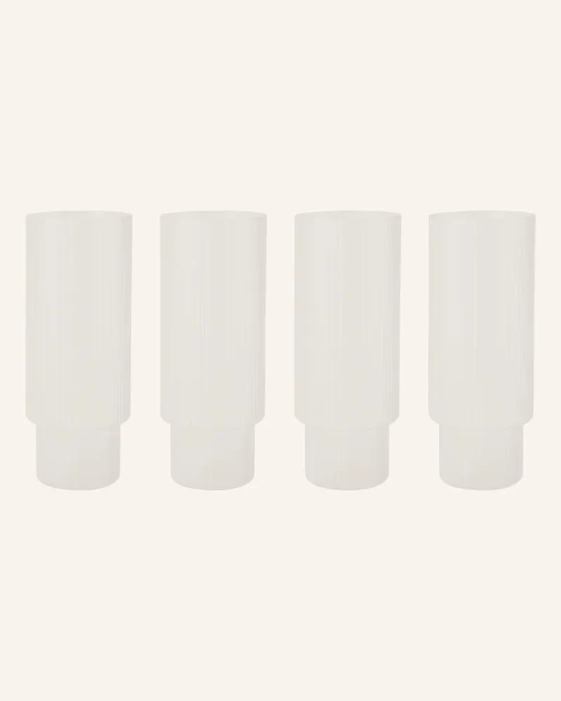 ferm LIVING 4er-Set Cocktailgläser Ripple weiss Frosted
