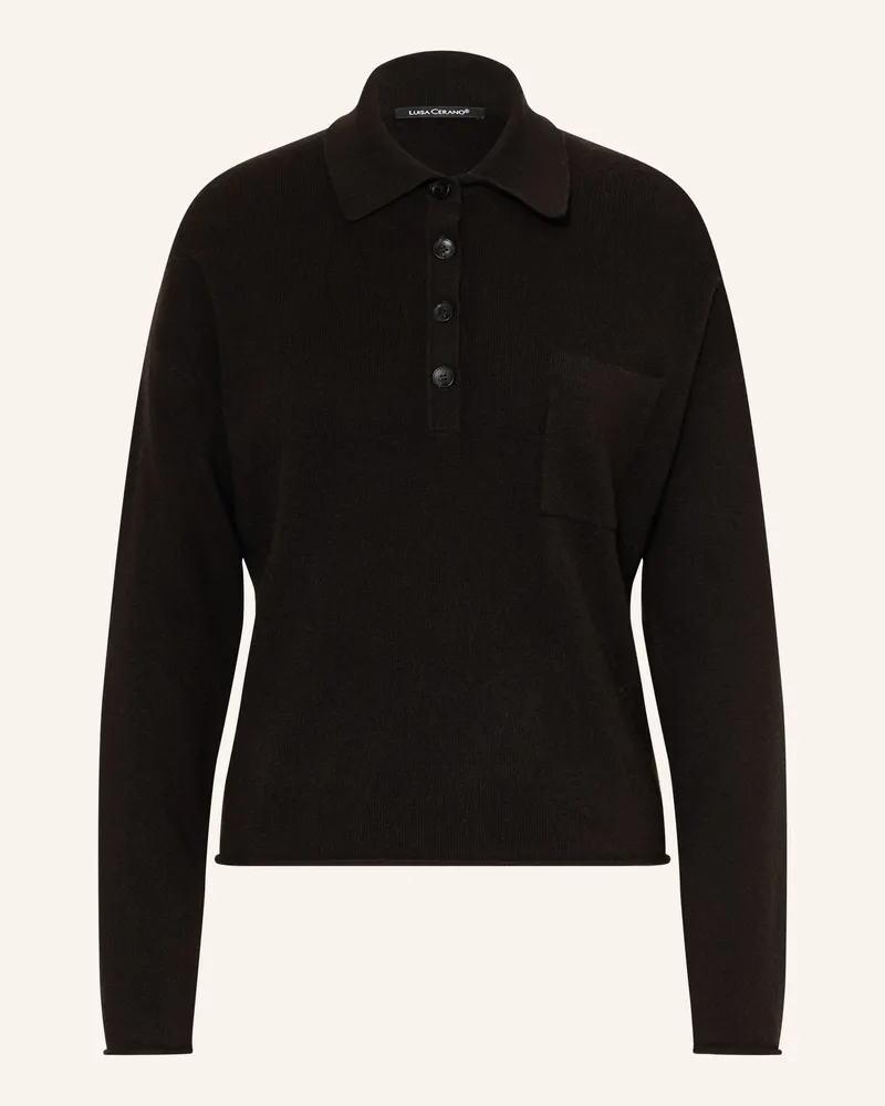 Luisa Cerano Strick-Poloshirt braun Dunkelbraun