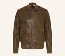 Lederblouson Faulkner gruen