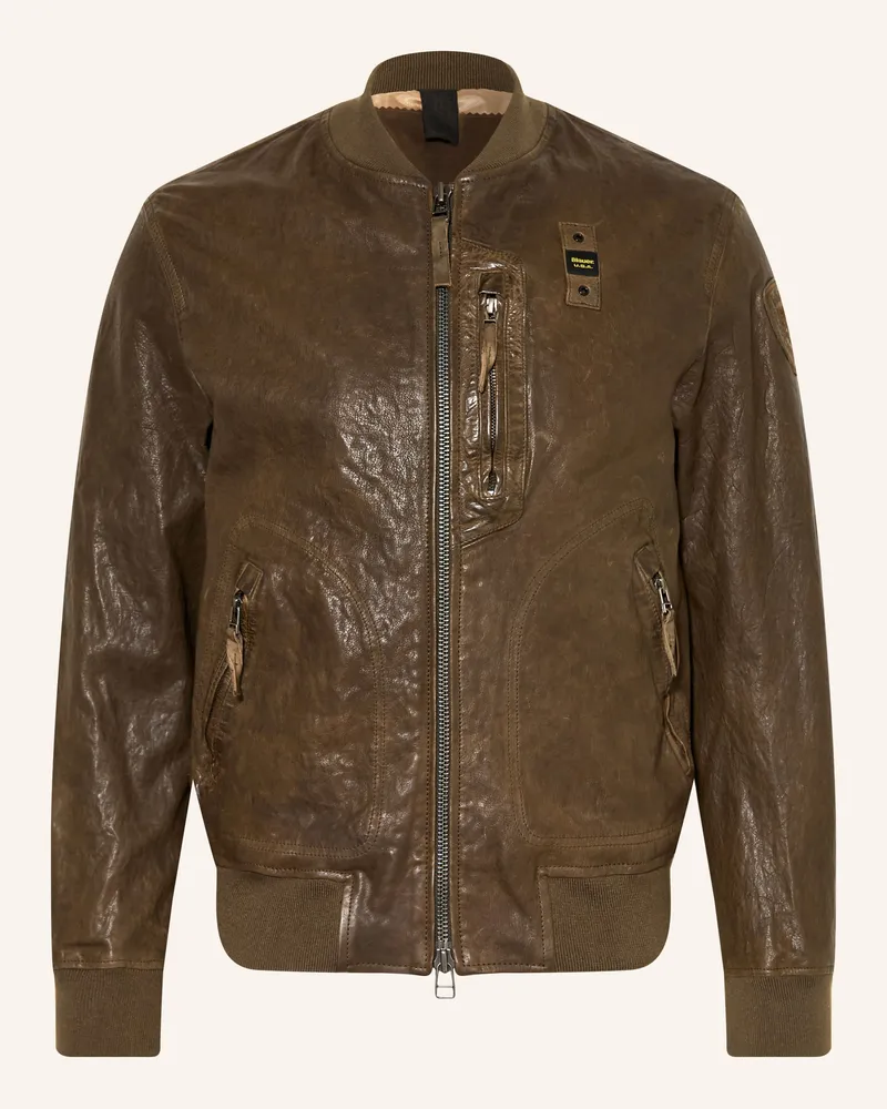 Blauer Lederblouson Faulkner gruen Oliv