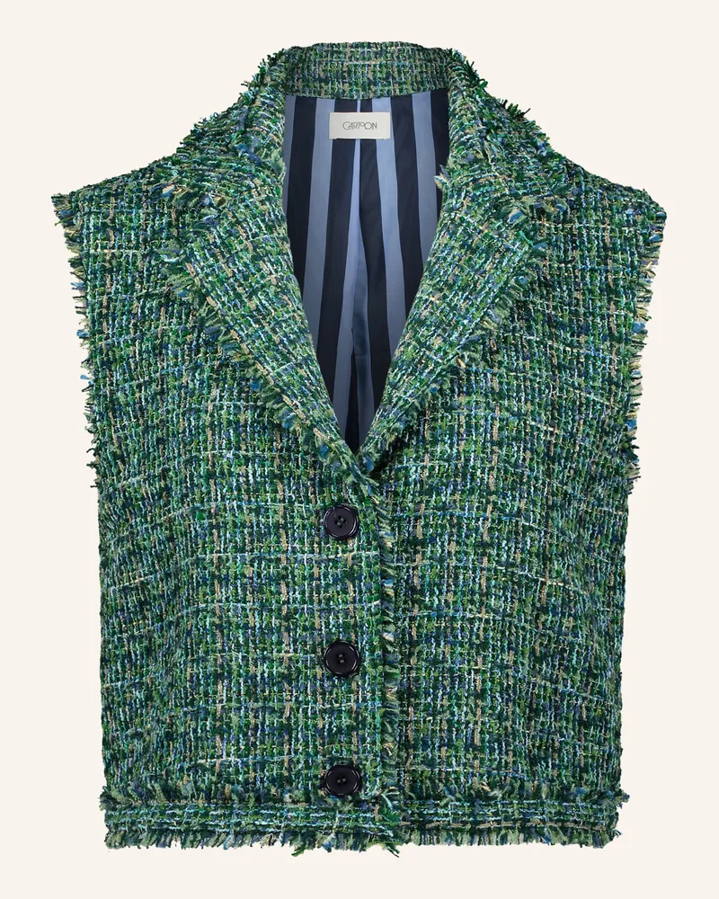 Cartoon Tweed-Weste Grün