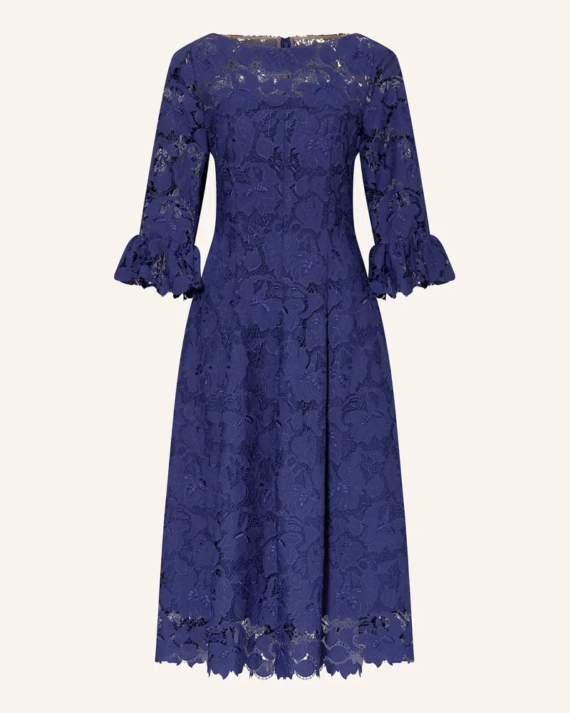 Talbot Runhof Kleid mit Lochspitze Dunkelblau