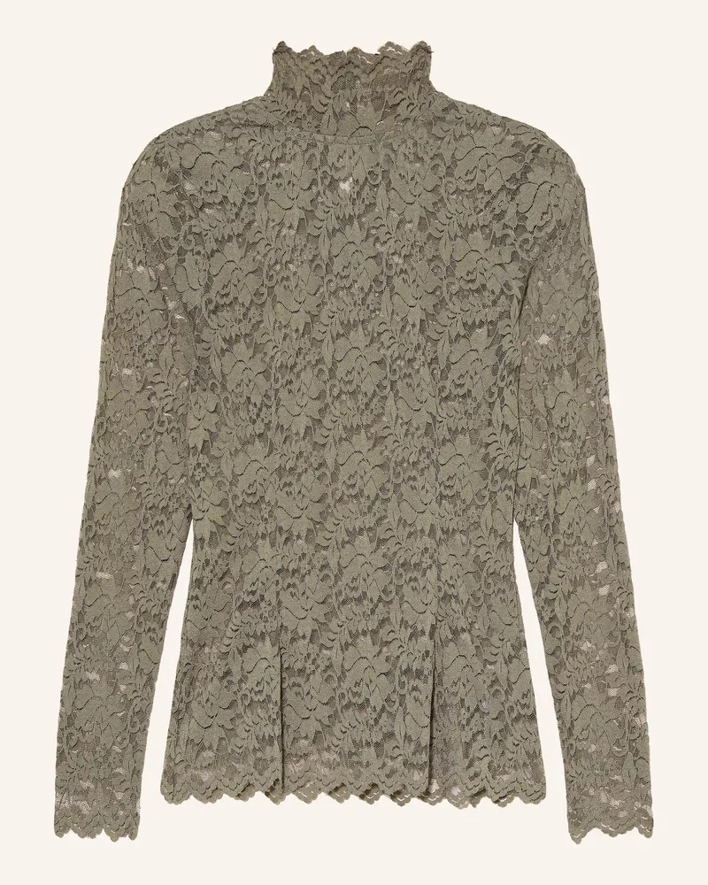 Neo Noir Longsleeve Liza Aus Spitze gruen Khaki