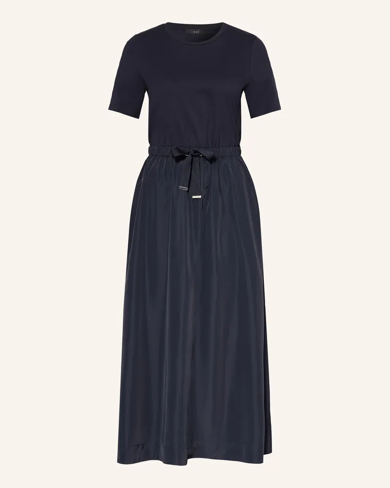 Oui  Kleid im Materialmix Dunkelblau